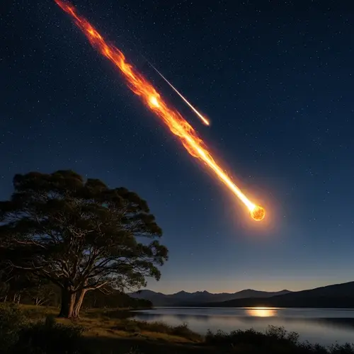 Celestial Meteorite Streaking Across Night Sky