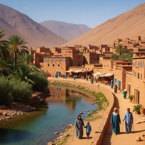 Peaceful Moroccan Village Nestled Between Two Majestic Mountains