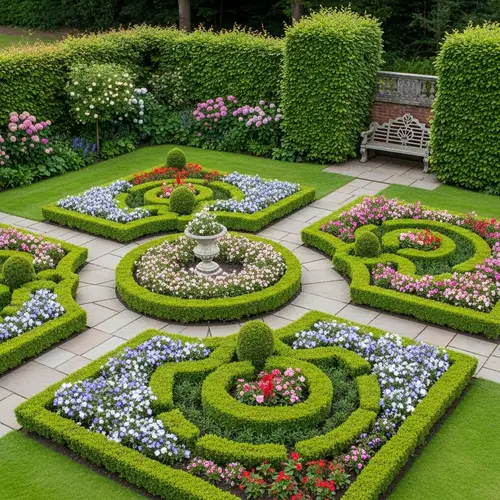 Classically Designed Parterre Garden with Geometric Flower Beds