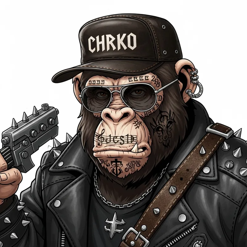 Rockstar Ape with CHRKO Music-Themed Face Tattoo