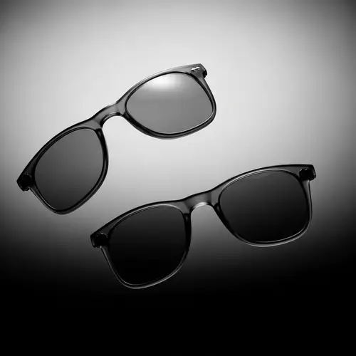 Minimalist Floating Browline Lenses in Gray Scale