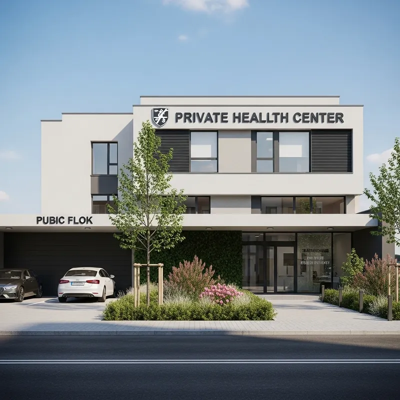 Private Urban Health Center with Front Garden and Public Parking
