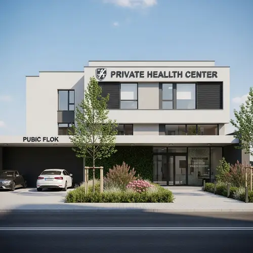 Private Urban Health Center with Front Garden and Parking Area