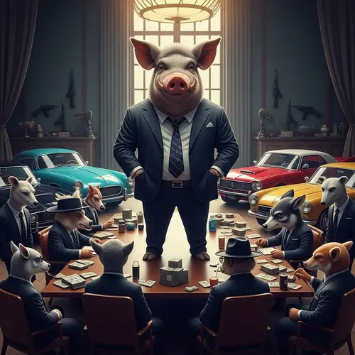 Gangster Animal Meeting: Boss Hog, Guns, Money, Cars