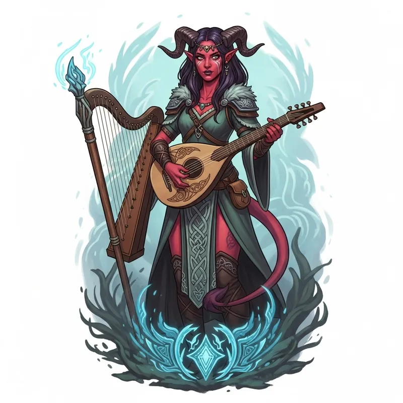 Female Tiefling Bard Inspired by Celtic Culture