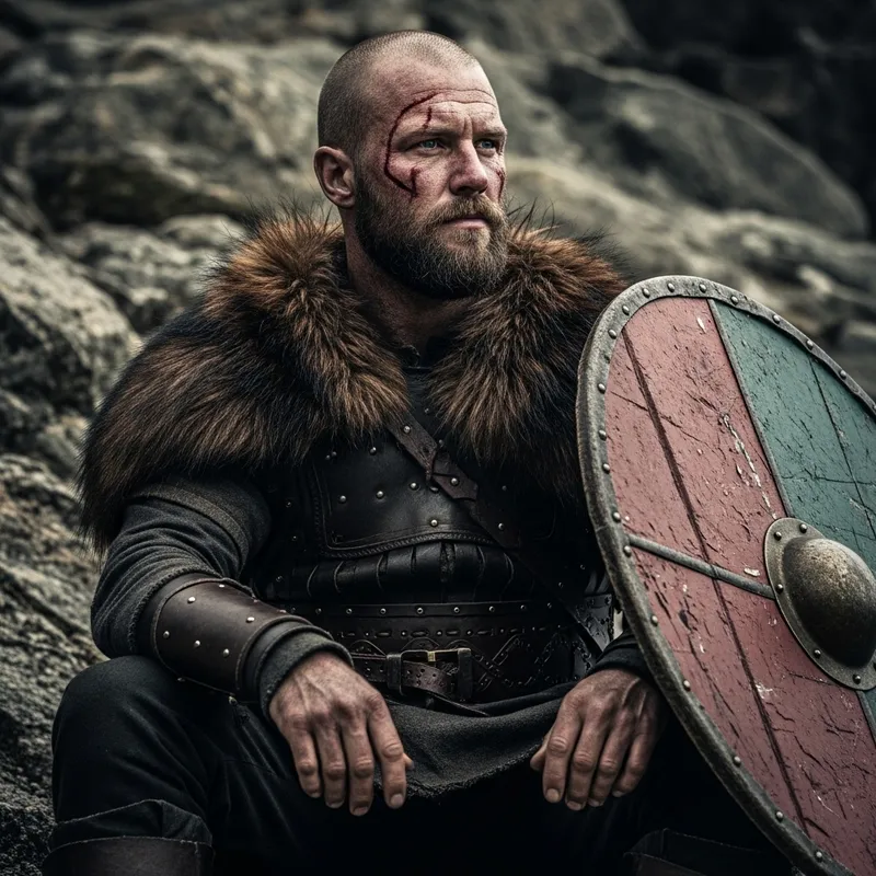 Dramatic Norse Warrior in Epic Lighting - Historical Battle Portrait