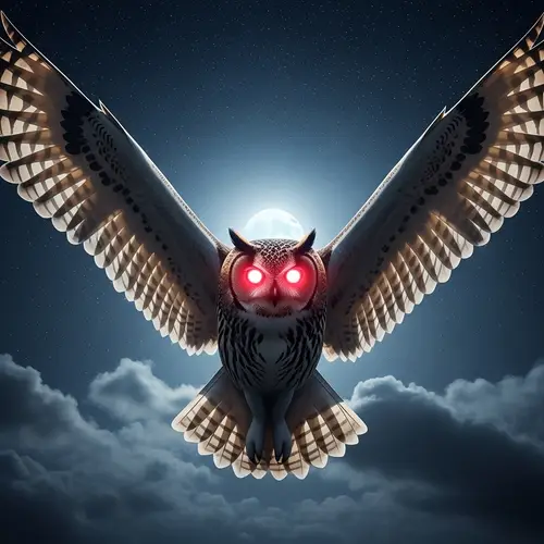 Majestic Owl with Glowing Infrared LED Eyes