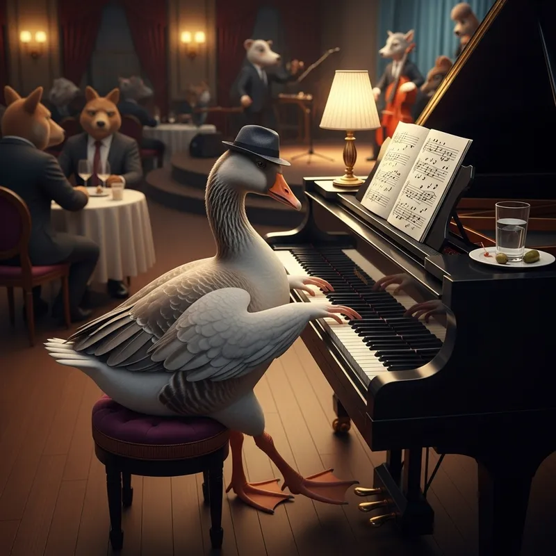 Goose Playing Piano - Musical Virtuoso