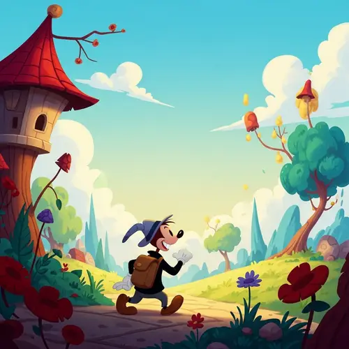 Classic Cartoon Style Illustration for Cinematic Scene