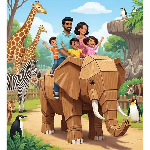 Family Fun at the Zoo: Cardboard Elephant Adventure