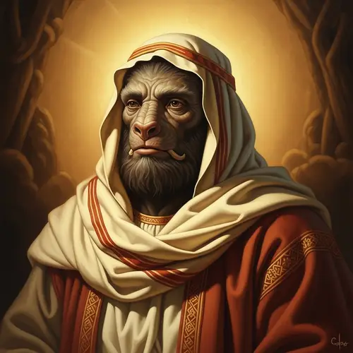 Enigmatic Portrait of Large Forest Creature in Divine Mythology