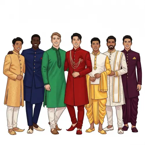 Diverse Cultural Celebration: Young Men in Traditional Attire