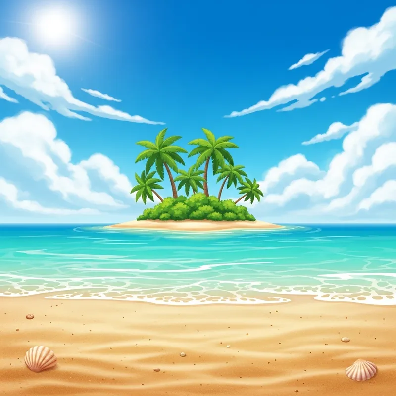 Sunny Island Seascape | Palm Trees and Turquoise Water