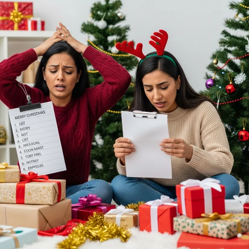 Stressed Women Preparing for Christmas Holiday Season Stressed Women Preparing for Christmas Holiday Season