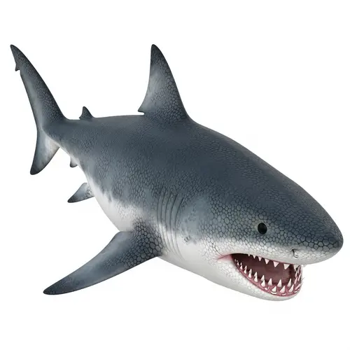 3D Shark Model: Streamlined Body, Tooth-like Scales & Sharp Teeth