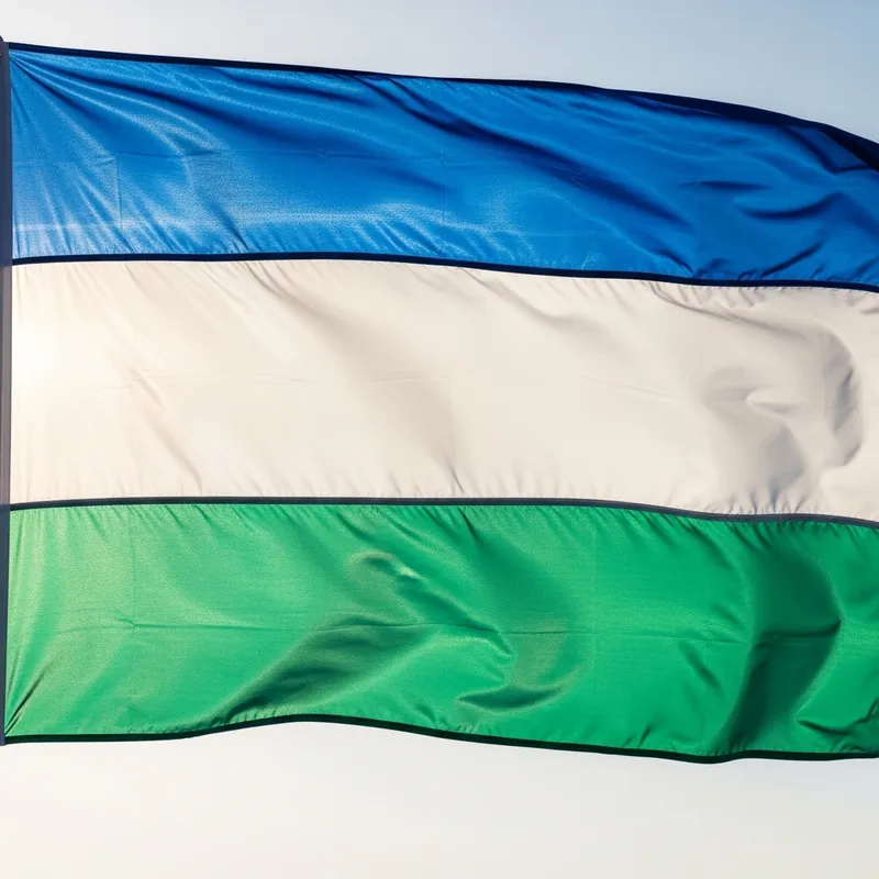 Flag with Blue, White, and Green Horizontal Stripes