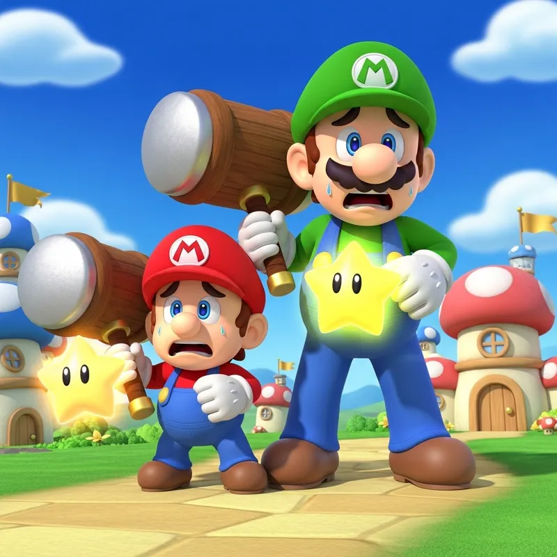 Mario and Luigi: Terrified Brothers Armed for Battle Mario and Luigi: Terrified Brothers Armed for Battle