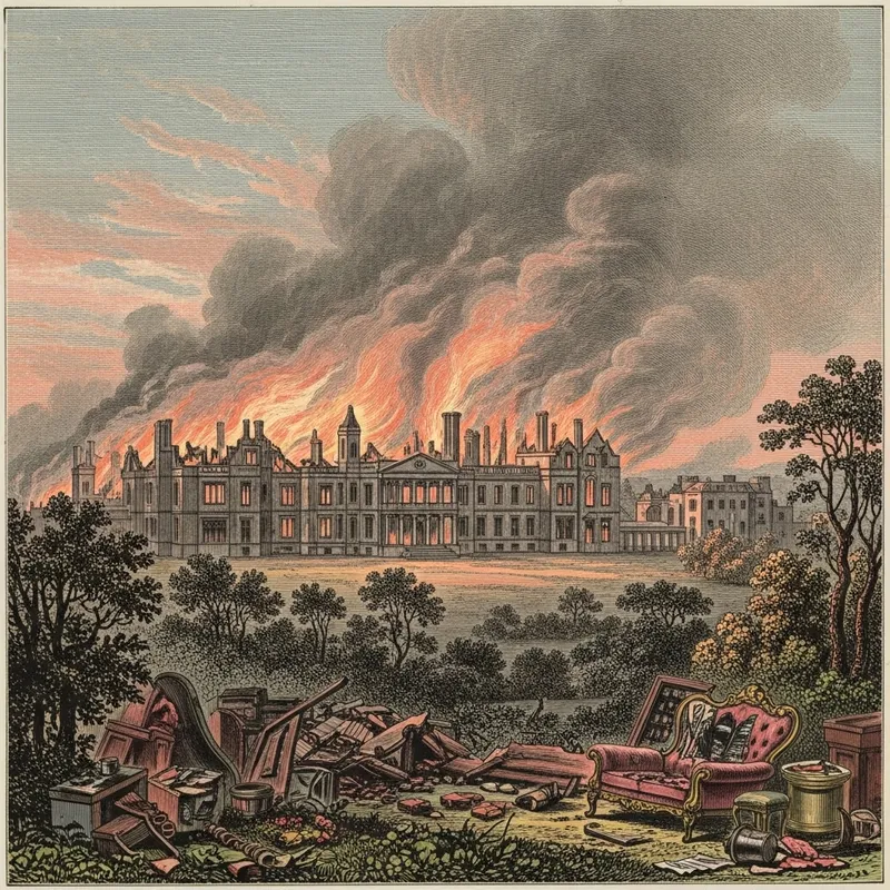 Noble Estate Devastated by Fire Illustration