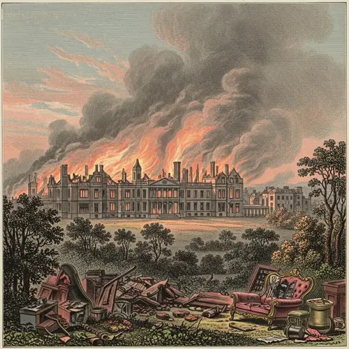 Devastated Aristocratic Estate Fire Illustration