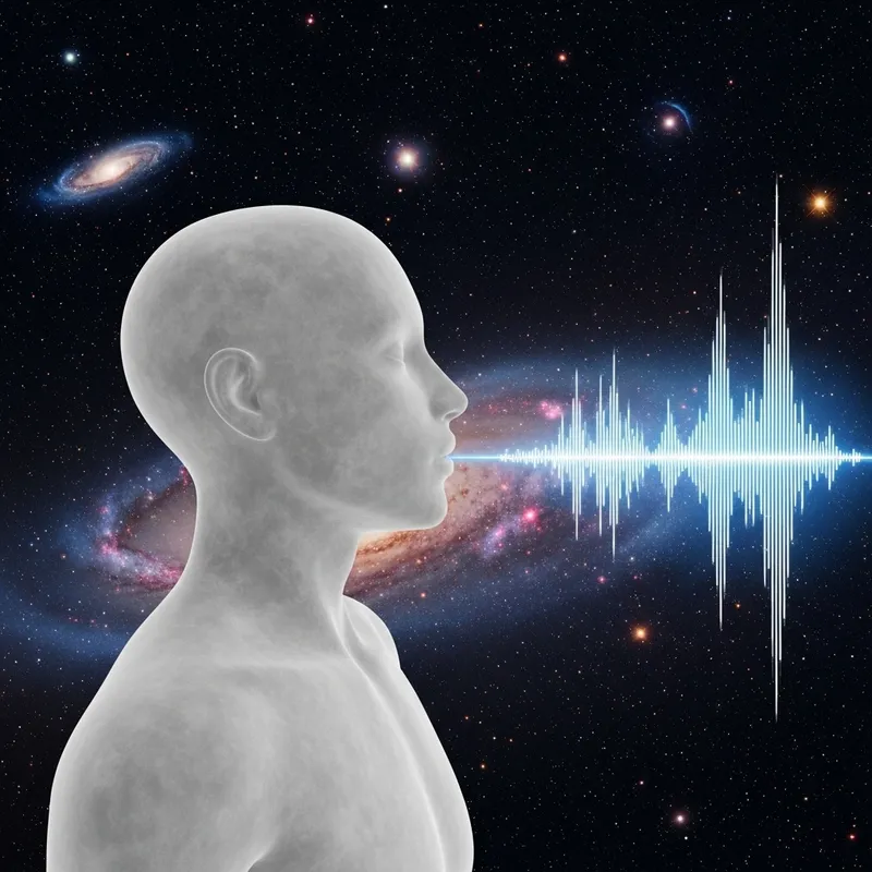 Ephemeral Body Breathes Life: Soundscape Waveform on Cosmic Backdrop