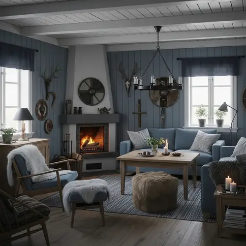 Cozy Scandinavian Viking-Inspired Common Room Design