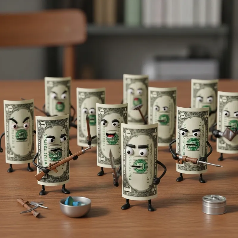 10 Dollar Bill Army: Amusing Concept of Dollar Bills in Battle Formation