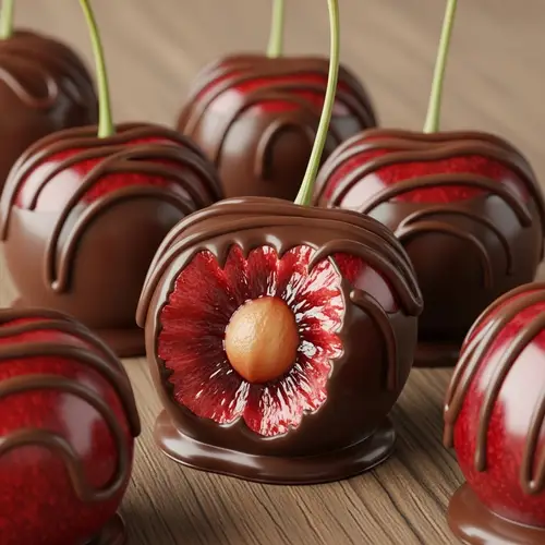Red Cherries with Dark Chocolate | Succulent Fruits