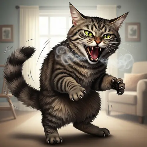 Intense Feline Display | Aggressive Cat Hissing