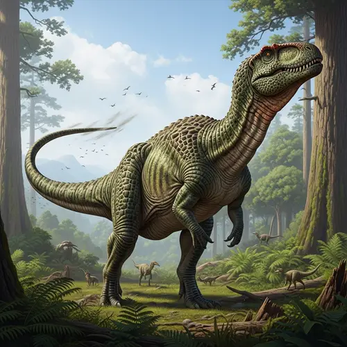 Gargantuan Dinosaur in Prehistoric Environment