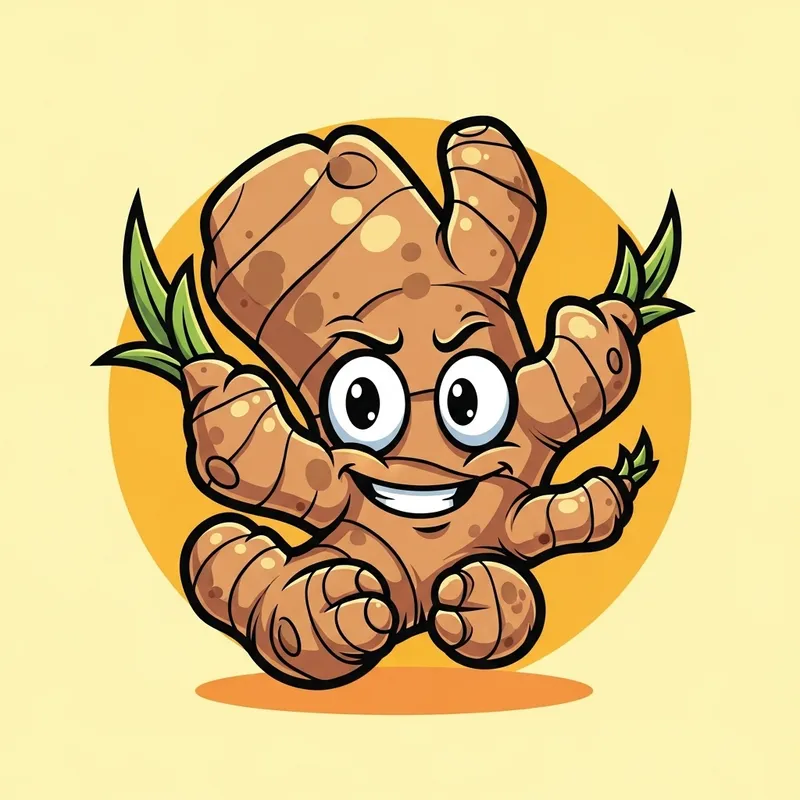 Fun Cartoon Ginger Root | Colorful Vegetable Illustration