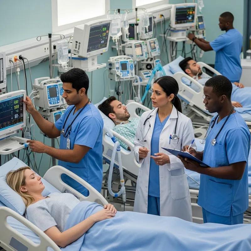 Busy Intensive Care Unit Scene Busy Intensive Care Unit Scene
