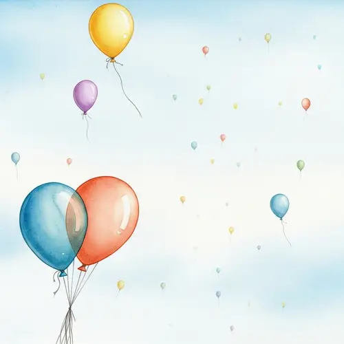 Colorful Watercolor Balloons: Whimsical Sky Scene