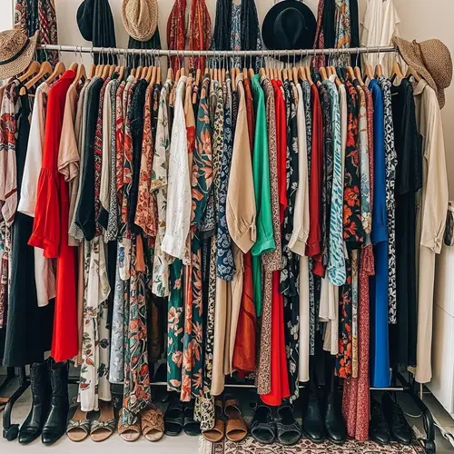 Variety of Garments on Clothes Rack - Fashion Collection