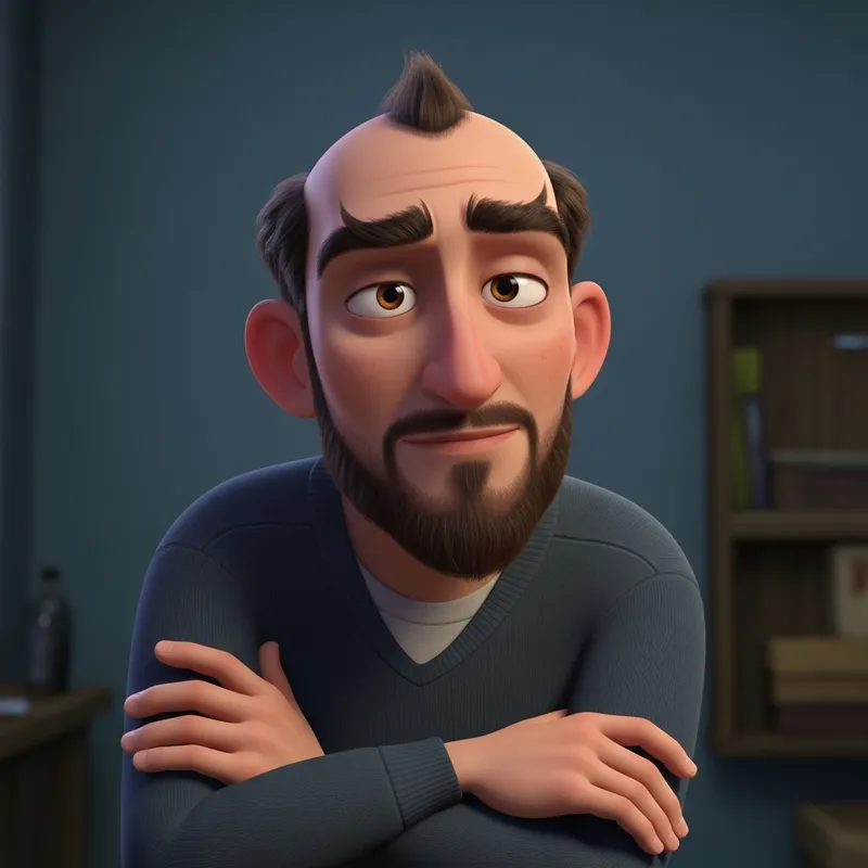 Eerily Animated 30-Year-Old Man with Unique Facial Features Eerily Animated 30-Year-Old Man with Unique Facial Features