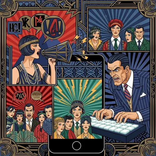 Dramatic Social Media Outbursts in Art Deco Style