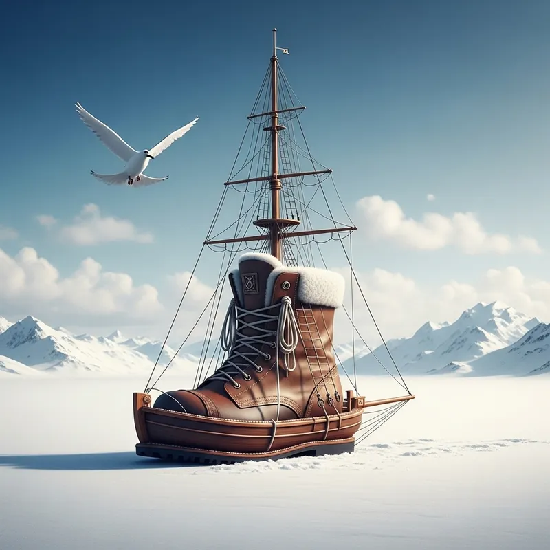 Boat Boot in the Snow: A Unique Winter Scene