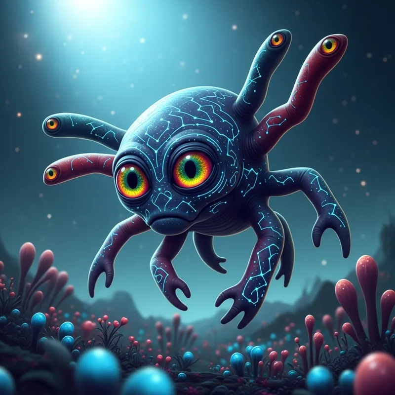 Colorful Alien Creature in Zero Gravity | Otherworldly Fauna