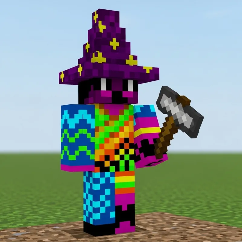 Unique Minecraft Skin Design | Blocky Pixelated Wizard with Axe