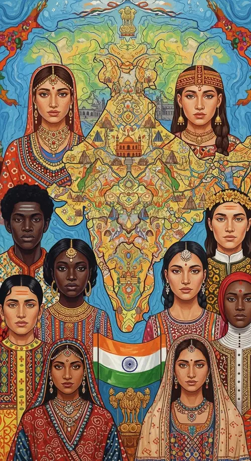 Vibrant Abstract Art Celebrating Indian Culture & Diversity