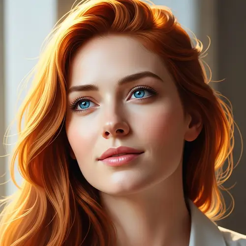 Ginger Hair Blue Eyes: Calm Elegance Portrait