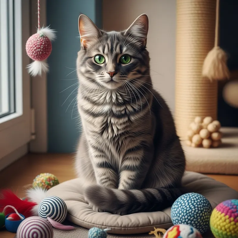 Fluffy Cat with Bright Green Eyes Fluffy Cat with Bright Green Eyes