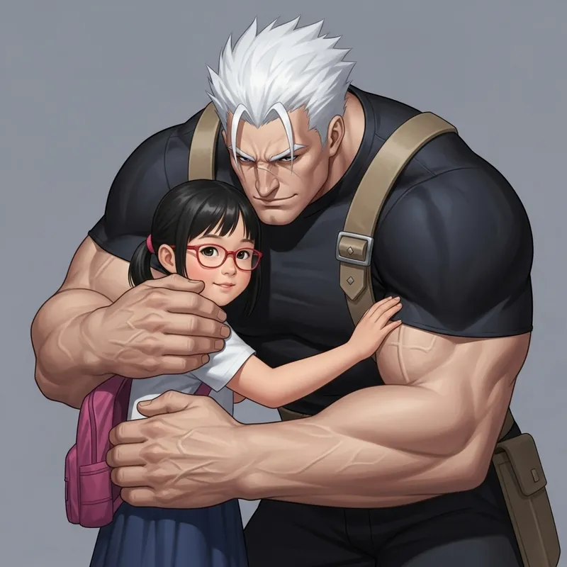 Heartwarming Image of Asian Girl Embraced by Strong White Man Heartwarming Image of Asian Girl Embraced by Strong White Man