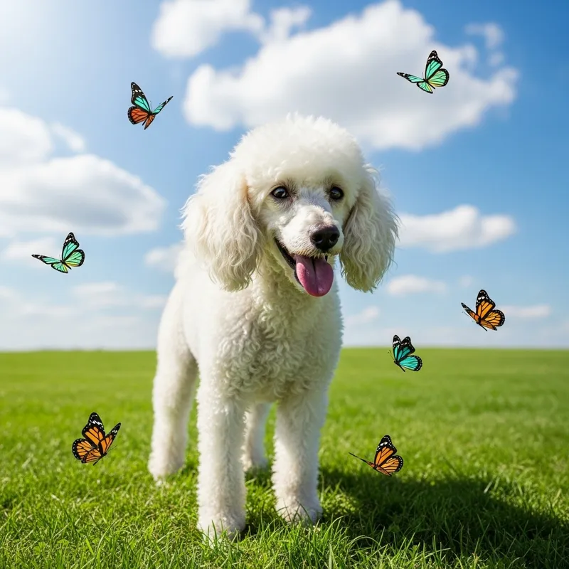 Playful Poodle on Lush Green Grass - Adorable Moments