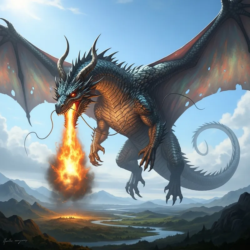 Gigantic Dragon - Enormous 1000km Wingspan & Horns