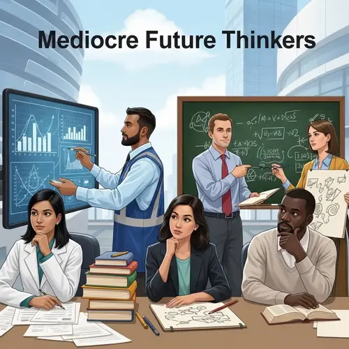 Mediocre Future Thinkers Illustration: Diverse Group In Deep Thought