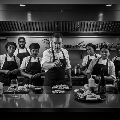 Bustling Restaurant Kitchen: Intense Manager Focus | Culinary Photo