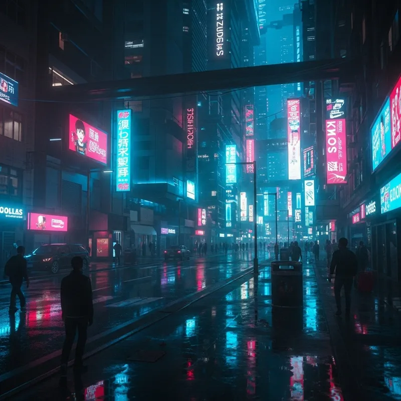 Neon Cyberpunk Cityscape at Night | Urban Energy and Dynamics