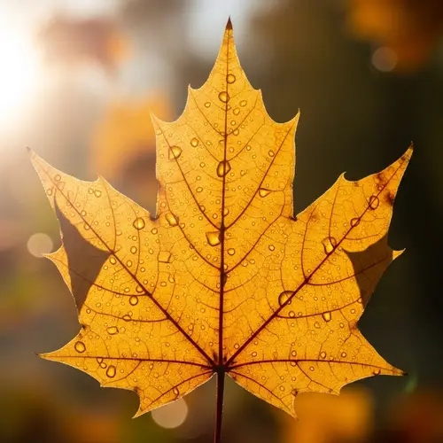 Golden Leaf Shining in Autumn Sunlight
