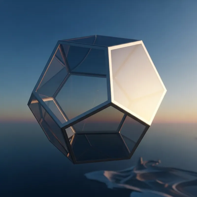 Futuristic Glass Icosahedron Art Installation | Symmetry & Scale