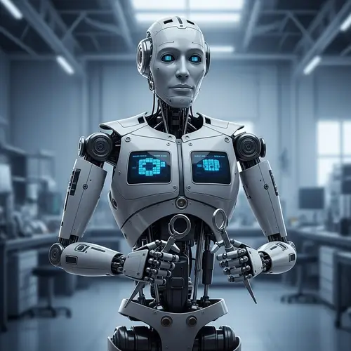 Advanced Humanoid Robot of 2023 | Sleek Metal & High-Tech Features
